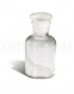склянка для реактивов 60 мл из светлого стекла с узкой горловиной и притертой пробкой 