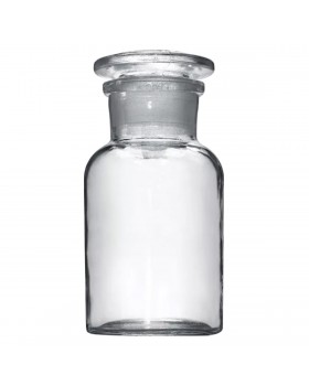 склянка для реактивов 60 мл из светлого стекла с широкой горловиной и притертой пробкой