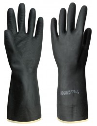 перчатки защитные АЗРИХИМ КЩС тип-2 из латекса черные (размер 9, L)