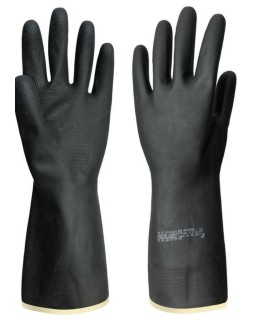перчатки защитные АЗРИХИМ КЩС тип-2 из латекса черные (размер 9, L)