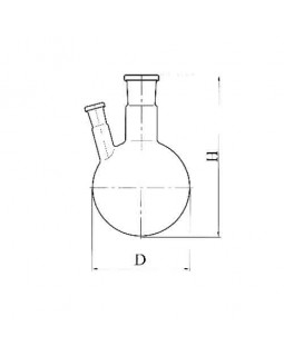 колба круглодонная с 2-мя горловинами под углом КГУ-2-1-500-29-14, термостойкое стекло