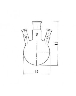колба круглодонная с 3-мя горловинами под углом КГУ-3-1-4000-45-29-29, термостойкое стекло